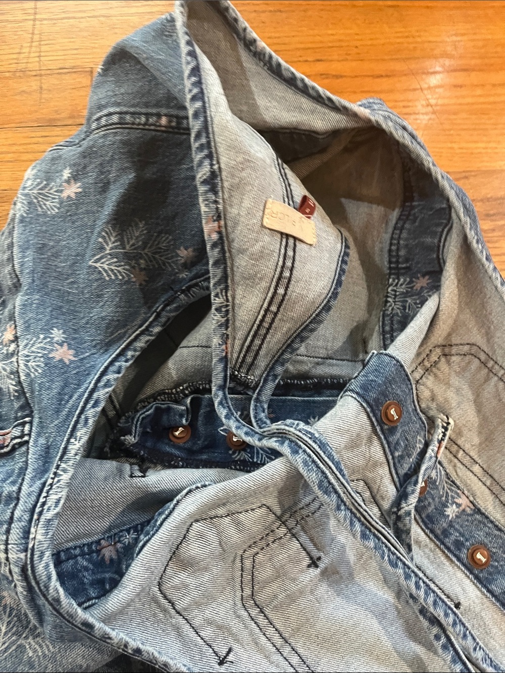 Pilcro Blue Floral-Print Denim Overalls - Picture 10 of 15